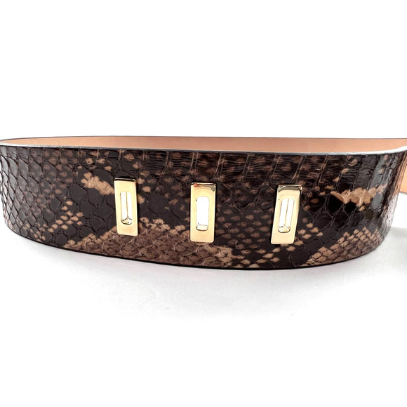 New DSquared2 Women Belt Brown Snake Skin Print Genuine Leather Gold Metal 75 main image 7